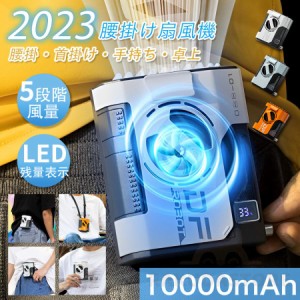 2023最新 扇風機 小型 10000mAh 羽なし dcモーター USB 5段階風量調節 腰掛け 手持ち おしゃれ 軽量 節電 静音 携帯扇風機 1台4役 熱中症