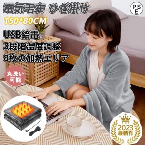 電気毛布 掛け敷き ひざ掛け USB給電  日本製ヒーター 8発熱ヒーター 掛け着る両用 電気ブランケット150×80cm ブランケット オフィス 3