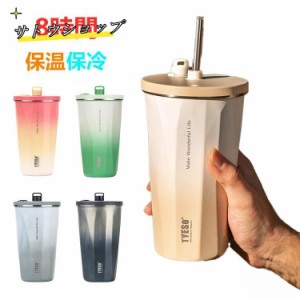 ステンレス タンブラー 真空断熱 保温 保冷 蓋付き ストロー付き マグボトル コーヒーボトル 大容量 600ml おしゃれ 持ち運び ステンレス