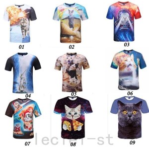 春夏メンズtシャツ／猫プリント/カジュアル/男女兼用/カップル/ペアルック／メンズtシャツプリント3DTシャツ面白おもしろおしゃれコスチ