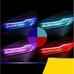 LEDヘッドライト 車用 LEDヘッドランプ デイライト ウインカー シリコンチューブ ライト ツインカラー 2色変換 均一発光 柔軟性 超耐久 