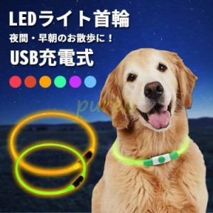 犬 首輪 光る 猫 ペット 光る首輪 チョーカー おしゃれ かわいい 可愛い ライト 夜間 散歩 安全 ledライト USB充電式 軽量 小型犬 中型犬