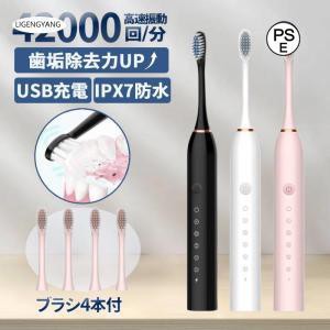 電動歯ブラシ 替えブラシ4本付き usb 充電式 本体 防水 人気 音波式 携帯 キッズ 強力 除去 歯石除去 歯垢除去