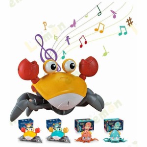 蟹のおもちゃ カニのおもちゃ カニ動物玩具 子供 キッズ 電気カニのおもちゃ USB給電 動物モデル 海の生き物 多感覚設計 光・音楽付き 障