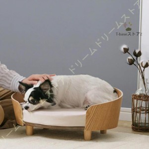 猫 犬 ベッド プライウッドオーバルペットベッド 通年 冬 ペットベッド 猫 犬 ベッド ペット用ベッド クッション付き 丸形 円型 木製 ウ