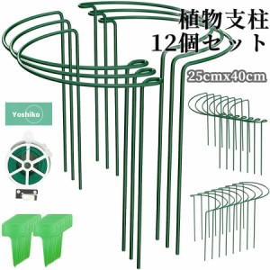 植物支柱 12個セット 25cmx40cm 半円形 花ささえ つる性植物 観葉植物 誘引 支柱 観葉支柱 ガーデニング用支柱 園芸支柱 植物サポート 花