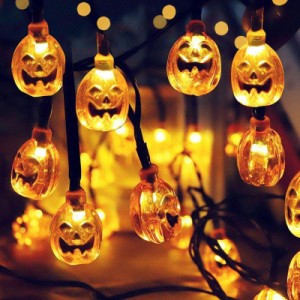 IFEND ハロウィン 飾り 装飾 LED かぼちゃライト ソーラー充電式 30LED電球 6m ハロウィン 飾りライト ストリングスライト