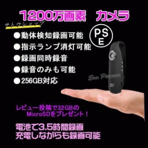 小型防犯カメラ 小型ビデオカメラ 動体検知 256GB対応 SDカード録画 ドライブレコーダー 1200万画素 電池録画