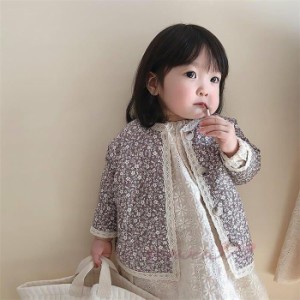 子供服 キッズアウター ジャケット 女の子 ジャケット 花柄 レース裾