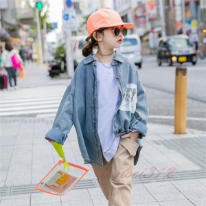 デニムシャツ キッズ 子ども服 子供服 トップス 女の子シャツ 春秋 可愛い