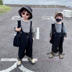 セットアップ 子供服 ストライプTシャツ サロペットパンツ 二点セット ベビー服 可愛いフ ァッション