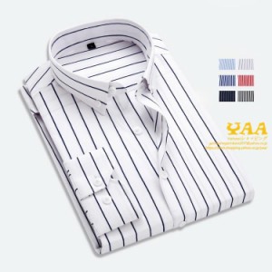 シャツ メンズ ストライプ カジュアルシャツ ボタンダウンシャツ 長袖シャツ shirt 細身 ストライプシャツ  2023