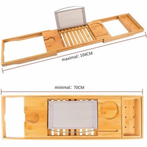 バスタブトレー バスタブラック 竹製 バステーブル お風呂用 バスグッズ 普通タイプ（15.5x70cm）伸縮式 (70-105.5)x22cm オシャレ 大人