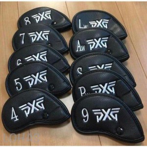 高級感有り PXG 新品 アイアン ヘッドカバー 防水仕様 10枚 セット ブラック