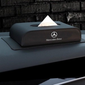 メルセデス ベンツ Mercedes-Benz 用 エンブレム自動車用ティッシュボックスケース 高級レザー製ティッシュBOX ２色選択可 未使用
