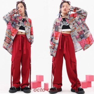 韓国子供服 キッズダンス衣装 ステージ衣装 セットアップ HIPHOP ヒップホップ 半袖 シャツ パンツ ダンスウェア 練習着 応援団 体操服