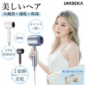 【当日発送】ヘアドライヤー 速乾 大風量 マイナスイオン ドライヤー UNISEKA正規品 高級 ヘアサロン 美髪 静音 温度4段階調節 男女兼用