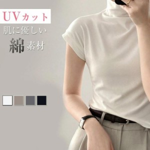 Tシャツ レディース フタートルネック tシャツ レディース ハイネック 半袖 uvカット 無地 薄手 首 インナー トップス カットソー  tシャ