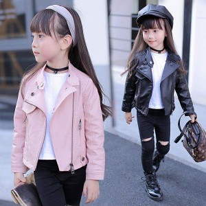 レザージャケット キッズ 子供服 女の子 アウター 春秋 革ジャン PUジャケット 韓国子供服 ジュニア ライダースジャケット おしゃれ 可愛