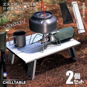 2個セット キャンプ テーブル アウトドア 折りたたみテーブル 超軽量 アルミ製 ローテーブル 折り畳み 収納袋付き LOWTABLE