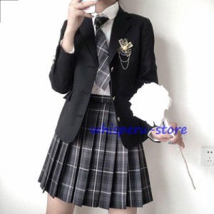 ブレザー 女子学生用 生 5点セット  スカート シャツ ネクタイ バッジ  学生服 セーラー服 スクール 高校生制服 入学式 卒業式 学園祭 文