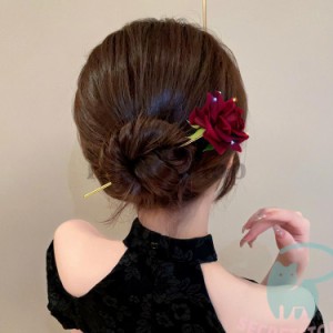 かんざし ヘアアクセサリー ヘアアレンジ 一本かんざし 薔薇 バラ 花 ビジュー キラキラ エレガント  きれいめ まとめ髪 イベント 34]