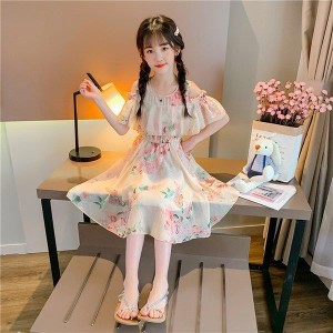 ワンピース キッズ 子供服 女の子 夏 キッズワンピース 半袖ワンピース 肩出し 花柄 子供ドレス ジュニア 子ども お姫様 おしゃれ 可愛い