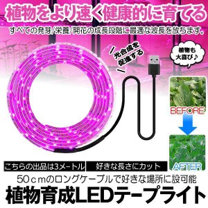 植物育成ライト 3m LED植物用 LEDテープライト 植物成長促進 光合成 促進 防水 USB対応 LEDテープ 植物育成ランプ 家庭菜園 室内園芸 野