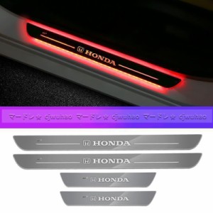 LEDスカッフプレート トヨタ ジープ ホンダ 7色発光 自動変色 配線不要 マグネット 取付簡単 USB充電コード付き 4P