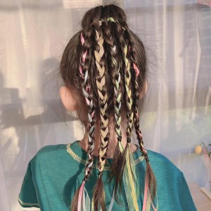 エクステ風 ヘアゴム 5個セット リボン レース カラフル ゴム ダンス キッズ 女の子 子ども用 ファッション 髪型 三つ編み 編み込み セッ