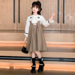 子供服 キャミワンピース＆長袖シャツセット キッズ 女の子 長袖ワンピース ワンピース 長袖 韓国子供服 発表会 キッズ 女の子 黒 ブラウ