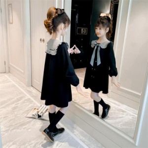 ワンピース 女の子 かわいい 子供服 キッズ ワンピ 春秋 秋冬 長袖 膝上 カジュアル ゆったり おしゃれ ファッション きれいめ 蝶結び