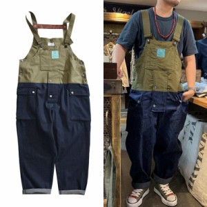 オーバーオール デニム 切り替 メンズ サロペットパンツ ジーンズ つなぎ オールインワン ペインター ワークパンツ 作業服 大きいサイズ 