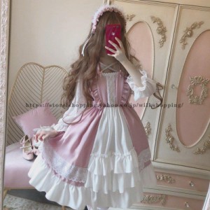 ワンピース ロリータ ワンピース 学院風 lolita ロングスカート 洋服 長袖 ロリータ  かわいい  ゴスロリ