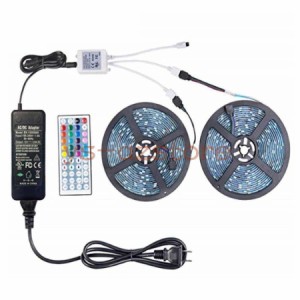 LEDテープライトスーツ 防水 SMD 3528 両面テープ 10m 600連 テープled RGB 60leds￥/m 44キーコントローラーと 12v電源 高輝度 切断可能