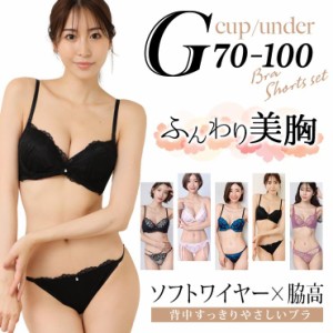 大きいサイズ レディース ブラジャー ショーツセット Gカップ G70 G75 G80 G85 G90 G95 G100 M L LL 3L 4L 5L ソフトワイヤー 脇高 新色