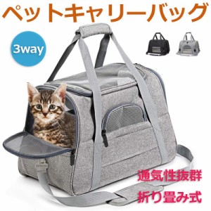 猫 キャリーバッグ マット付き ペットキャリーバッグ 通気性抜群 犬キャリー 手提げキャリーバッグ 3way ショルダー コンパクト 折りたた