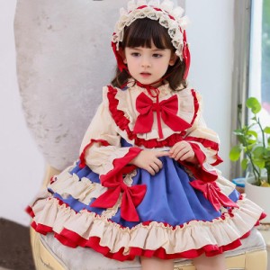 ワンピース 子供 ロリータ キッズ 長袖 メイド ロリータ服 洋服 秋冬 七五三 コスプレ コスチューム 子ども ドレス ゴスロリ lolita 森ガ