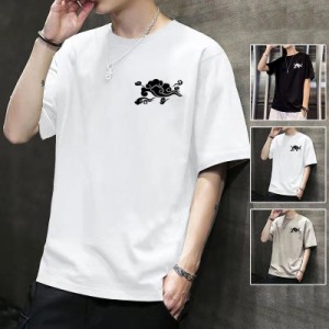 Tシャツ メンズ 半袖 おしゃれ 白Tシャツ ロンT T-shirt スポーツ 半袖tシャツ 配いろ 涼しい カジュアルクルーネック 丸首 プリント 夏 