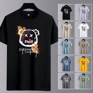 Tシャツ メンズ 半袖 おしゃれ 白Tシャツ ロンT T-shirt スポーツ 半袖tシャツ 配いろ 涼しい カジュアルクルーネック 丸首 プリント 夏 