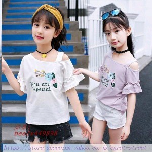 Tシャツ キッズ 半袖 夏服 韓国子供服 女の子 新品 お出かけ 肩出し ベビー服 トップス 子供服 ブラウス 綿 カットソー Tシャツ カジュア