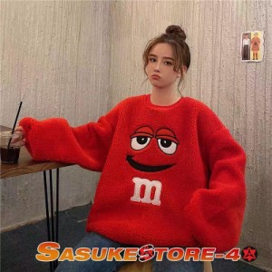 レディースメンズボアトレーナーm＆m’sエムアンドエムズゆったりユニッセクスキャラクタービッグサイズ