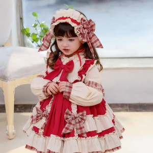 ワンピース 子供 ロリータ キッズ 長袖 メイド ロリータ服 洋服 秋冬 七五三 コスプレ コスチューム 子ども ドレス ゴスロリ lolita 森ガ