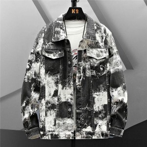 デニムジャケット メンズ ジージャン Gジャン デニム水墨絵 墨絵 かっこいい ジャケット JACKET トップス お兄系 おしゃれ 人気 春秋 