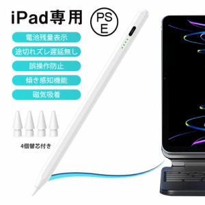 iPad タッチペン ipad専用 第10世代 残量表示 傾き感知 アイパッド ペンシル極細 スタイラスペン パームリジェクション 超高感度 イラス