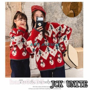 クリスマス衣装 ニットセーター レディース キッズ 子供 女の子 お揃い 可愛い セーター 雪だるま柄 コスチューム クリスマスパーティー 