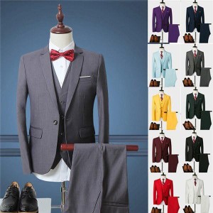 10カラー フォーマル スーツ 男性用背広 ビジネススーツ 1ツボタン M~6XL スリムミニマリスト 大きいサイズ 黒 紫 赤 紺 グレー 白 緑 黄