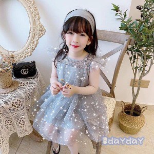 子供服 ワンピース キッズ 女の子 夏服 チュール フリル 韓国子ども服 ベビー服 子供ドレス 結婚式 ピアノ 誕生日 七五三 赤ちゃん お姫