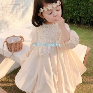 ワンピース キッズ 子供服 女の子 春服 長袖 レースワンピース 子供ドレス 子ども服 ベビー服 キッズワンピース 女児 お姫様 おしゃれ 可