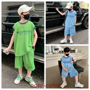 子供服 セットアップ 上下セット 男の子 ショートパンツ タンクトップ セットアップ ノースリーブ キッズ ハーフパンツ 2点セット 夏春 1